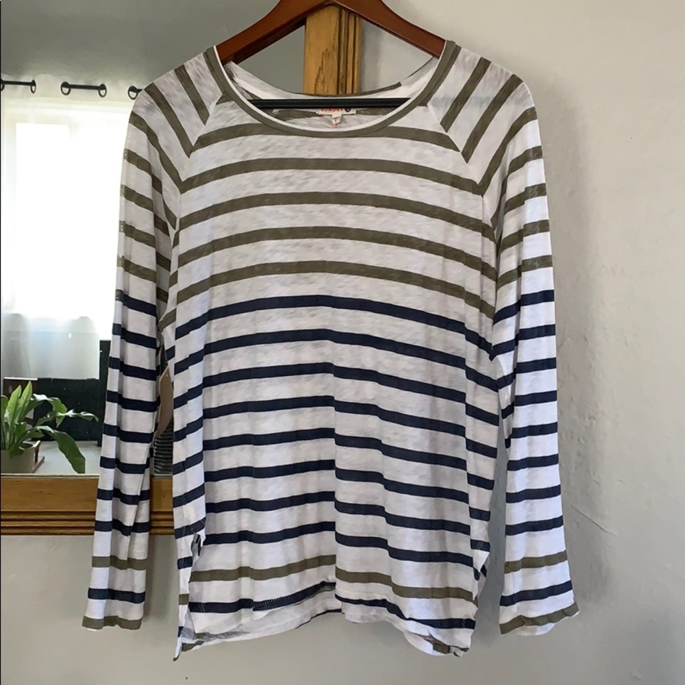 SUNDRY BLUE AND GREEN STRIPE L/S IN SIZE 1